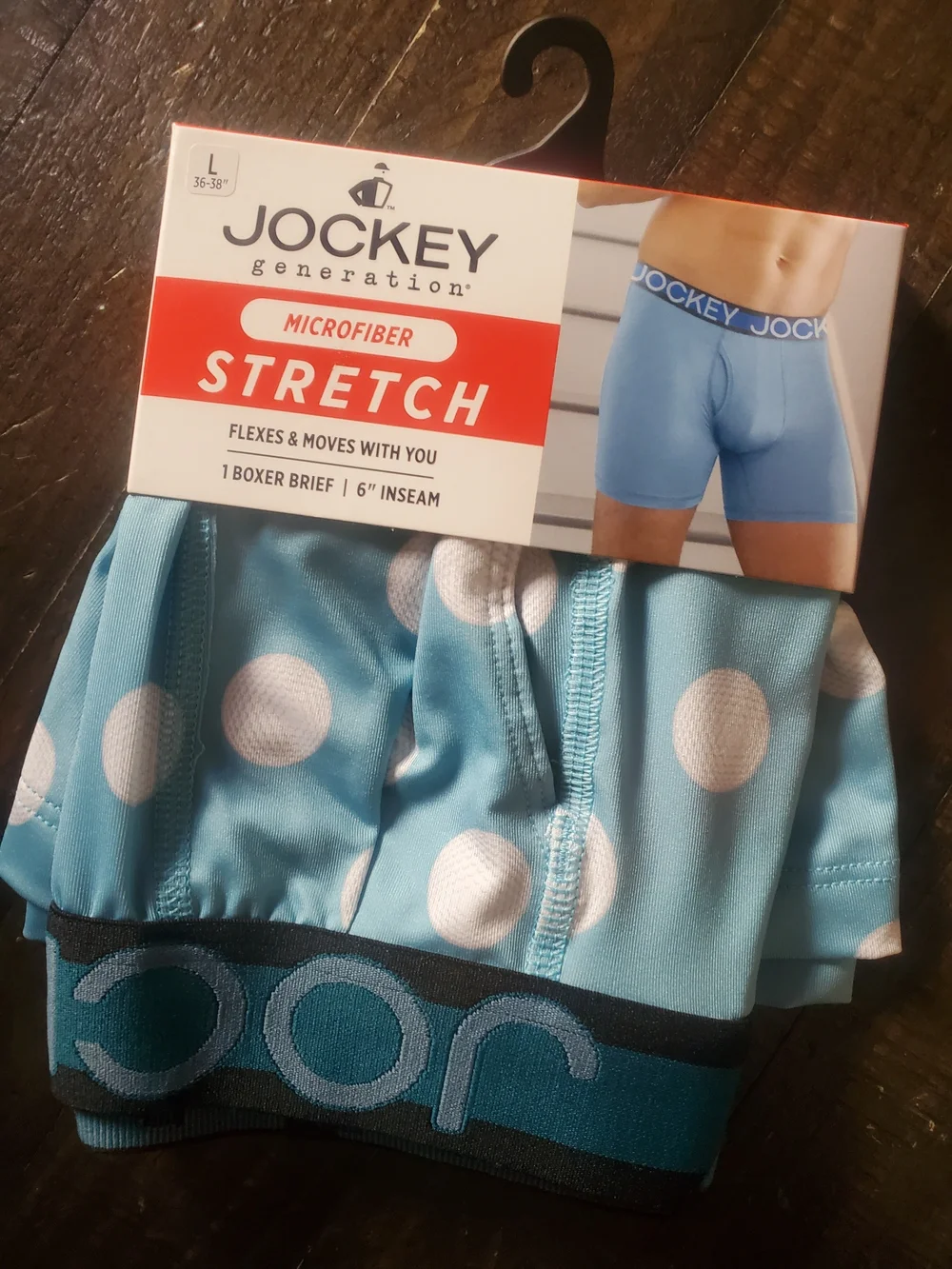 Jockey Teal Polka Dot Boxer Briefs with Branded Waistband